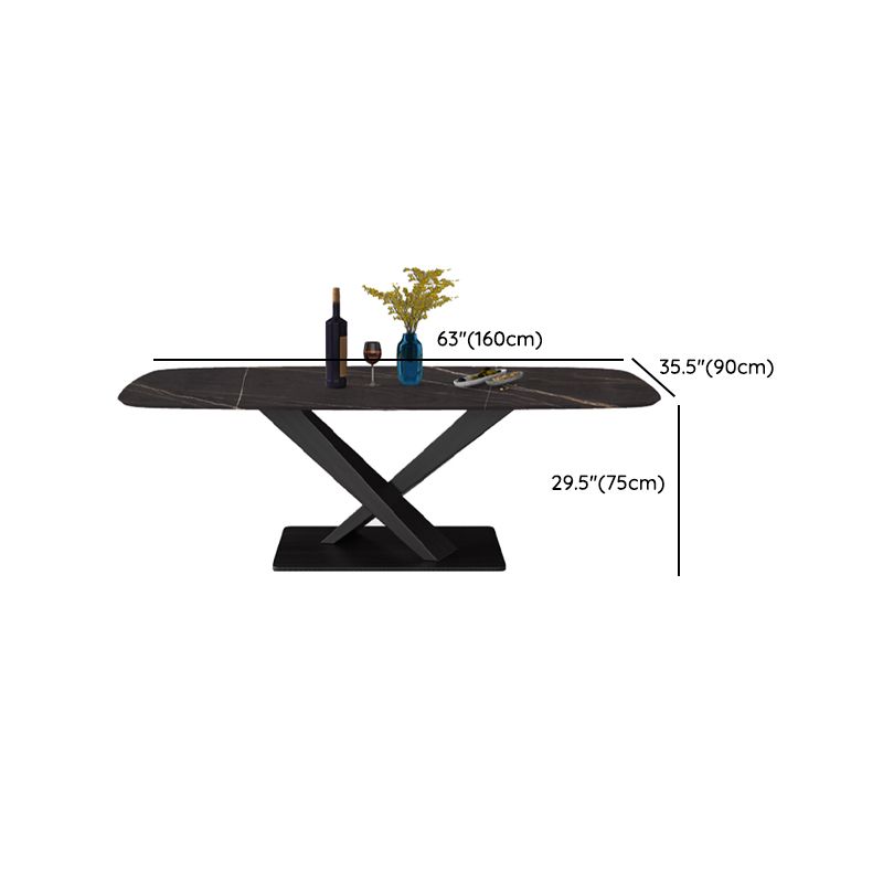 Contemporary Dining Set 1/4/5/7 Pcs Black Sintered Stone Dining Table and Armless Chairs