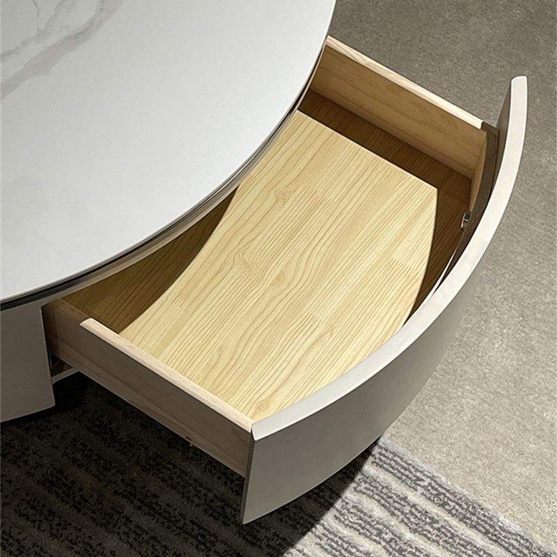 Slate Glam Coffee Table Round Nesting Coffee Table Set with Drawer