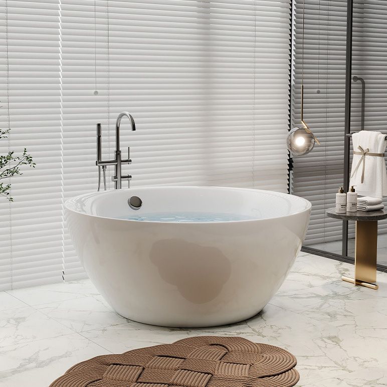 Modern Stand Alone Bathtub with Center Drain Acrylic Bath Tub