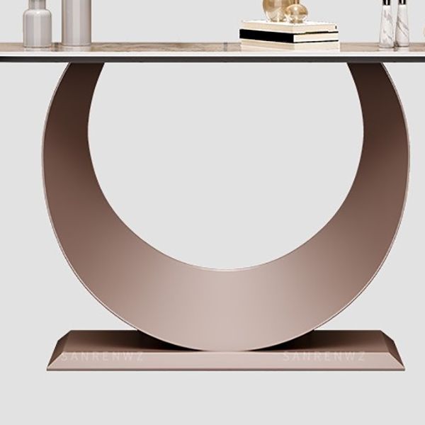 Half Moon Contemporary Console Table Stone White/Black/Pink Console Sofa Table