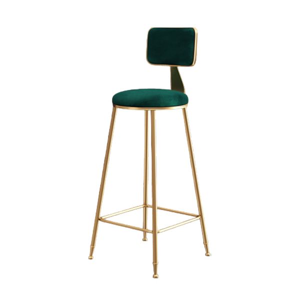 Glam Metal Barstool Round Seat Velvet Stool with Gold Legs in Matte Finish
