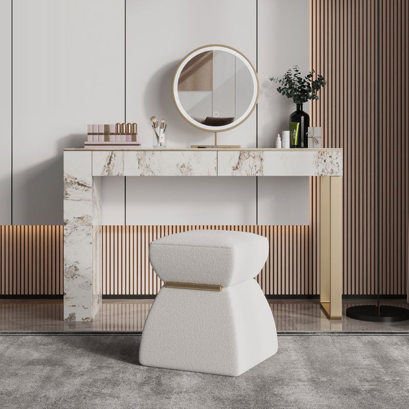 Two Piece Luxurious Vanity Set Stainless Steel and Stone Dresser