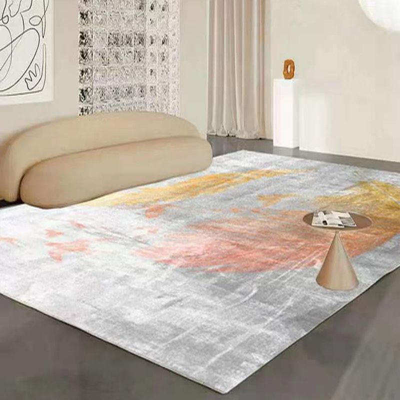 White Color Lump Rug Polyester Simple Rug Stain Resistant Rug for Drawing Room