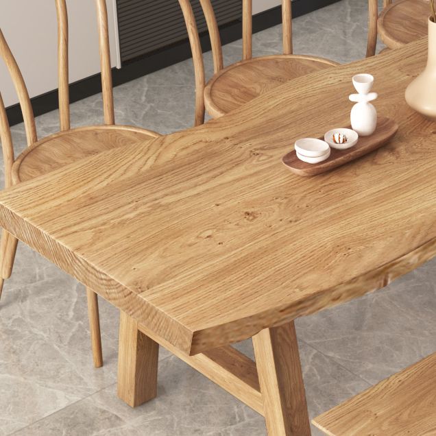 Rectangle Wood Color Dining Table Solid Wood Table Modern Style with 4 Legs