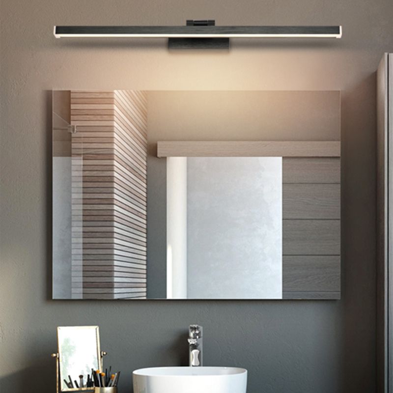 Metal linear Shade Mirror Wall Lights Modern 1 Head Wall Mount Fixture in Black