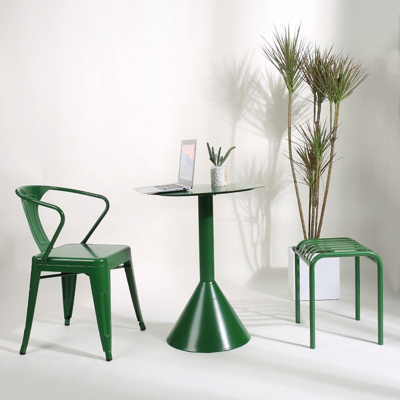Industrial Dining Armchairs with Metal Legs Slat Back Dining Arm Chair for Coffee Bar