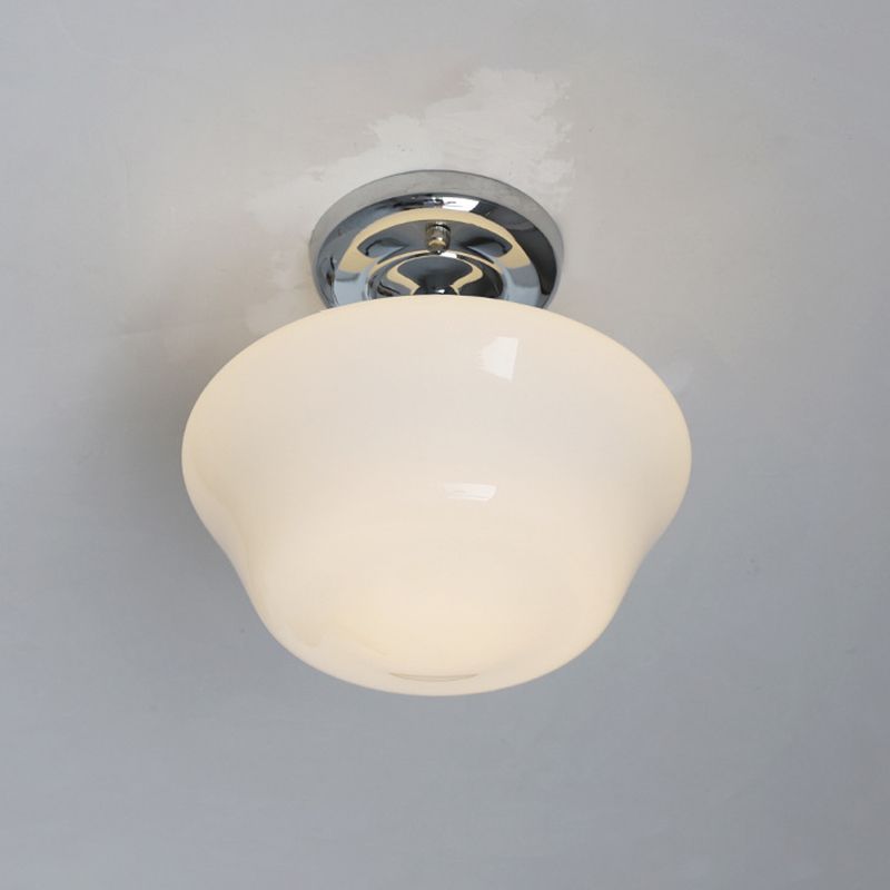 Glass Geometric Flush Mount Lights Contemporary Style 1 Light Flush Ceiling Light in White