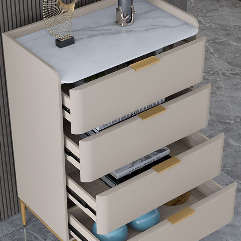 Glam Stone Storage Chest Bedroom 15.7" Wide Vertical Chest with Drawers