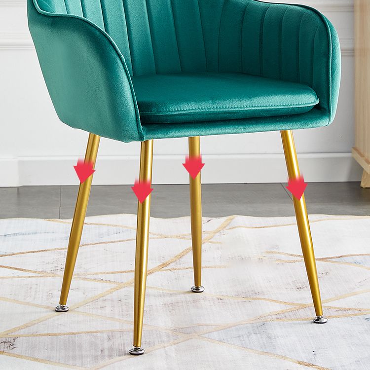 Scandinavian Dining Arm Chair Solid Back Side Chair with Metal Legs for Home Use