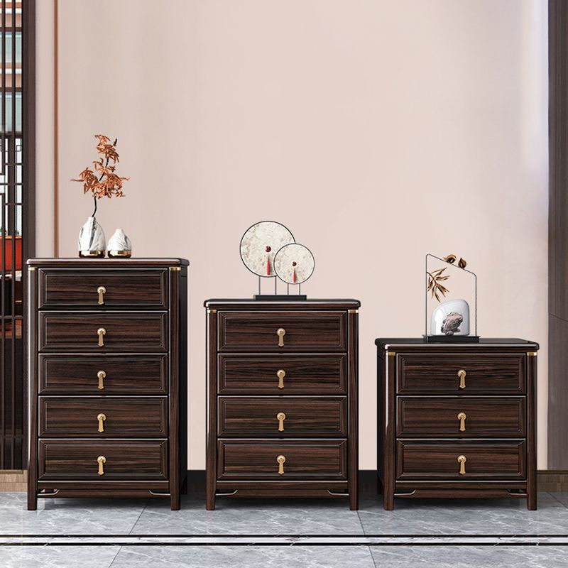 Glam Solid Wood Storage Chest Home Chest in Brown with Drawers