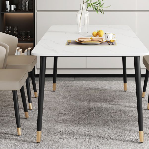 Metal Contemporary Rectangular Dining Table Sintered Stone Dining Table with 4 Legs