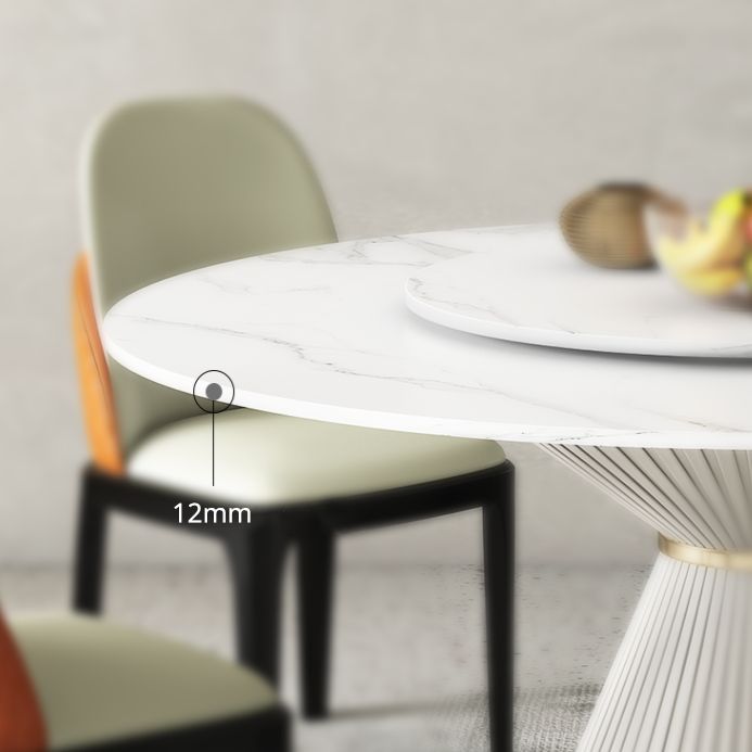 Nordic Round Sintered Stone Dining Table for 4/6 with Pedestal Base Dining Set for Restaurant