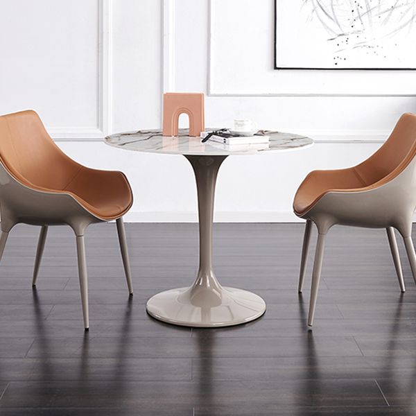 Tavolo da pranzo in pietra sinterizzato in stile moderno bianco tavolo da pranzo a base di tulipani rotondi