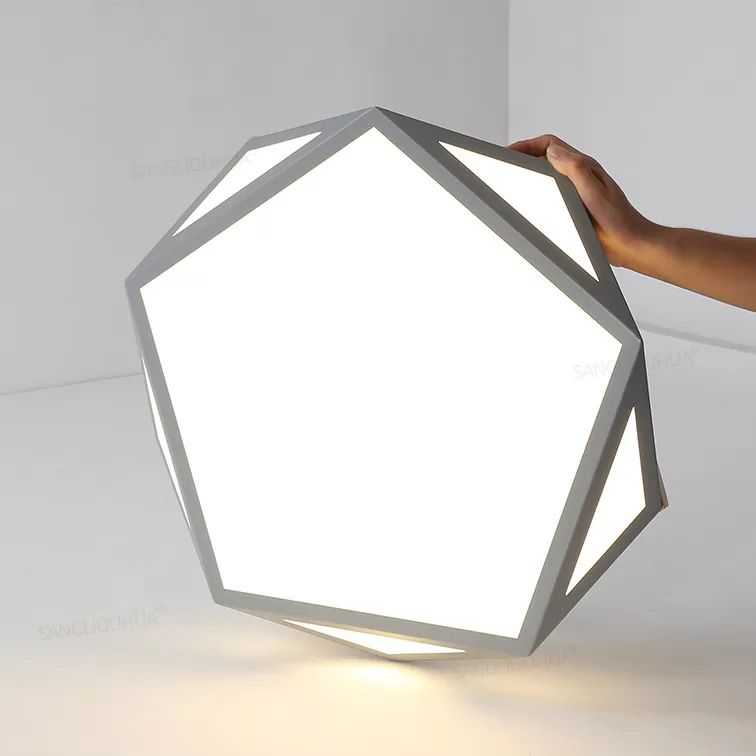 Geometric Shaped Macaroon Style LED Ceiling Light Hexagonal Acrylic Shade Modern Lighting Fixture for Bedroom