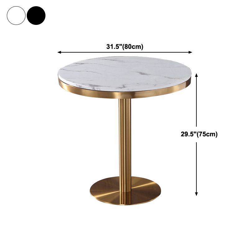 Stone Top Table Metal Traditional Luxury Round Dining Table with Pedestal Base