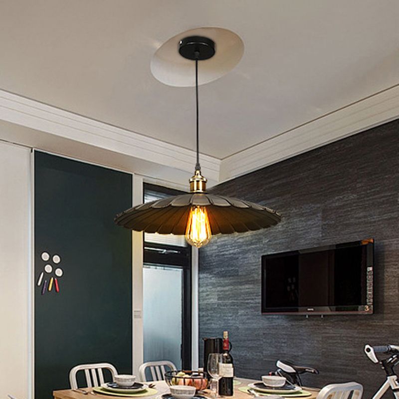 Zwart single hanger licht in industrieel retro -stijl smeedijzeren hangend licht voor coffeeshop