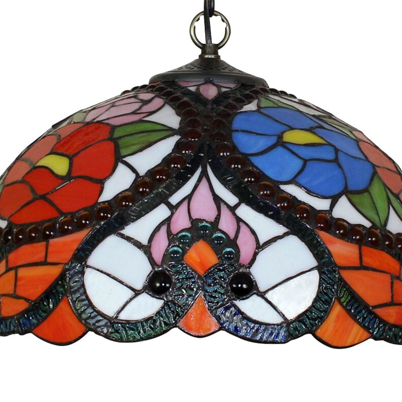 Victorian Bowl Pendant lampe 3 têtes Black Tached Art Glass Plafond Plafonnement de suspension avec / sans chaîne de traction