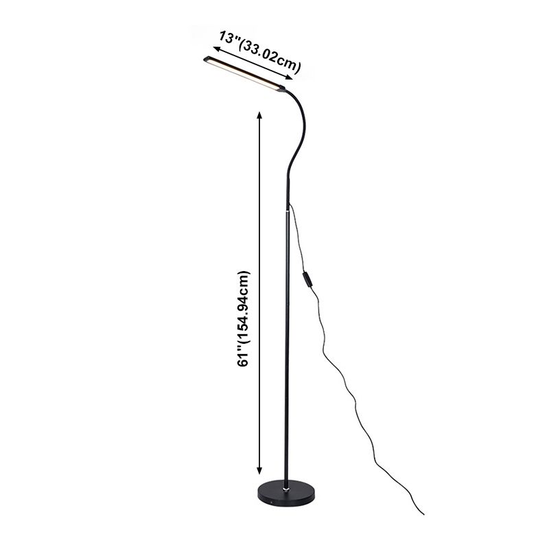 Flexible Gooseneck Reading Floor Lamp Minimalist Metal Black LED Floor Light
