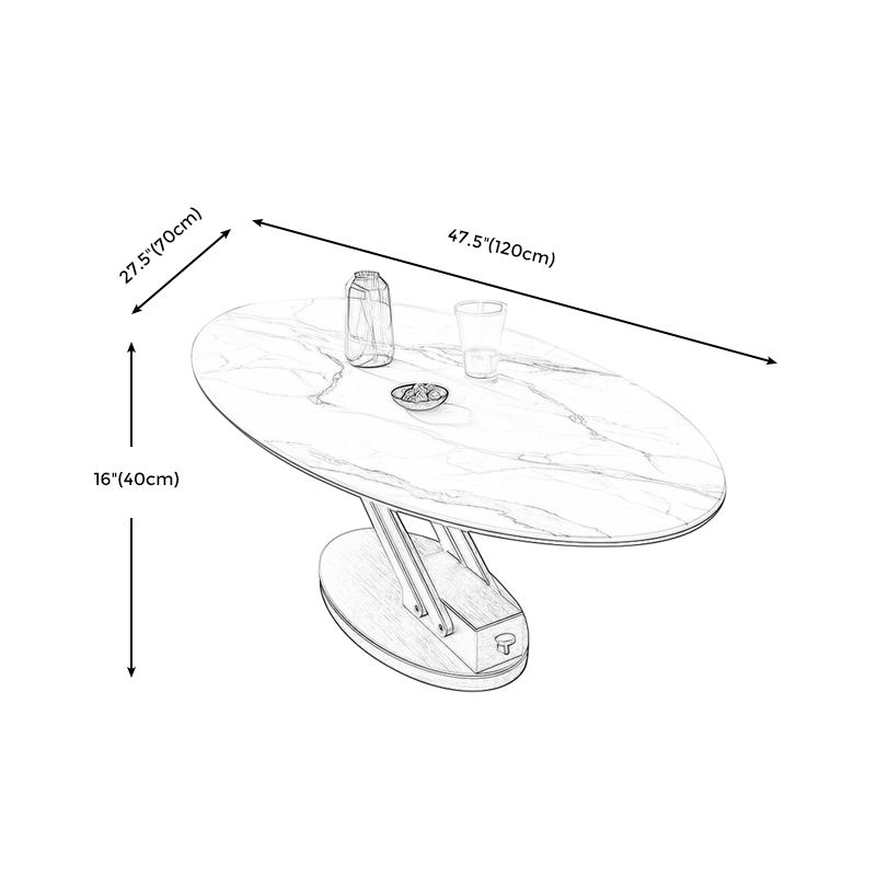 Round Slate Coffee Table with Lift Top Pedestal Base 1 Single Cocktail Table