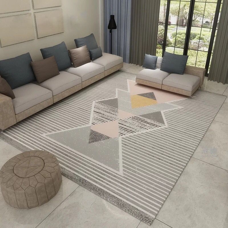 Multi Color Contemporary Rug Synthetics Abstract Geometry Carpet Non-Slip Stain Resistant Washable Rug for Sitting Room