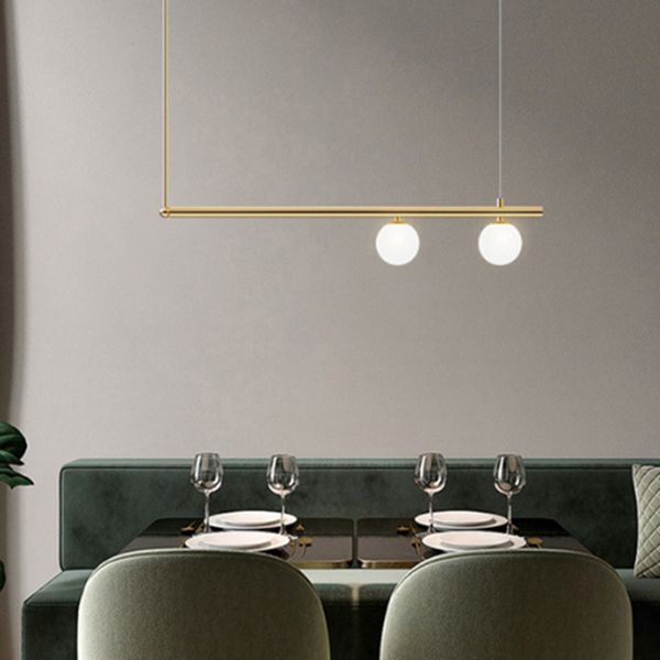 Globe Island Chandelier Lights Modern White Glass Pendant Lighting for Restaurant