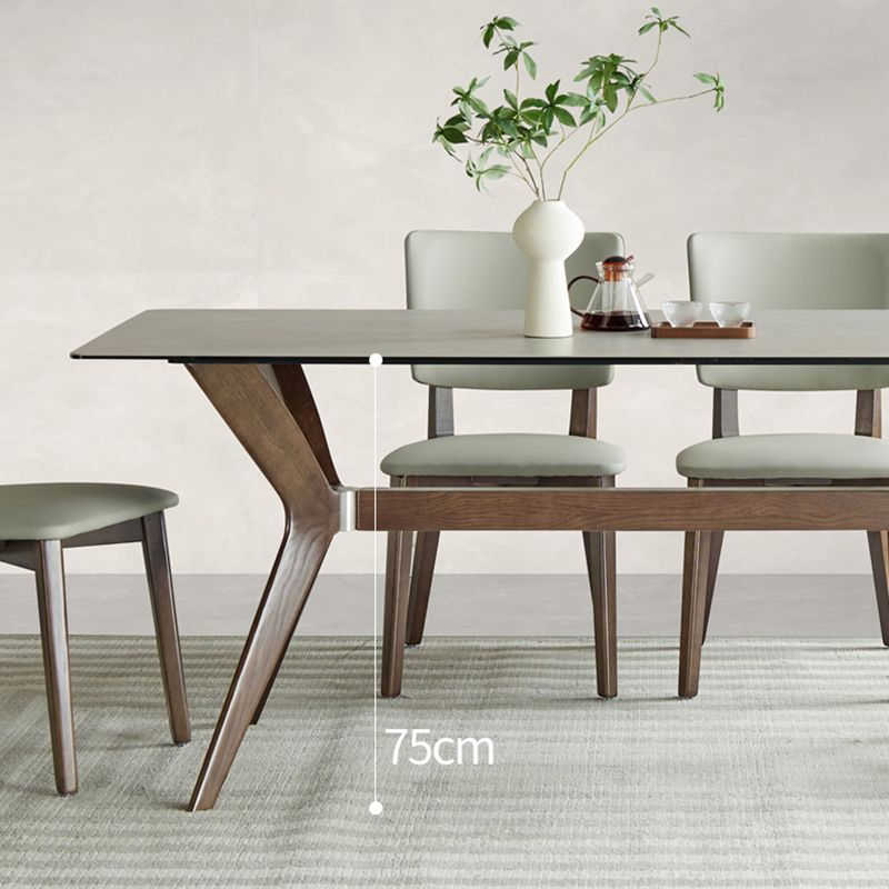 Medieval Modern Sintered Stone Top Dining Table Rectangle Kitchen Table with 4 Legs