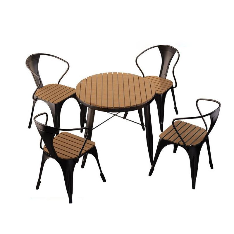 Contemporary Style 1/3/5 Pieces Metal Dining Set Reclaimed Wood Dining Table Set