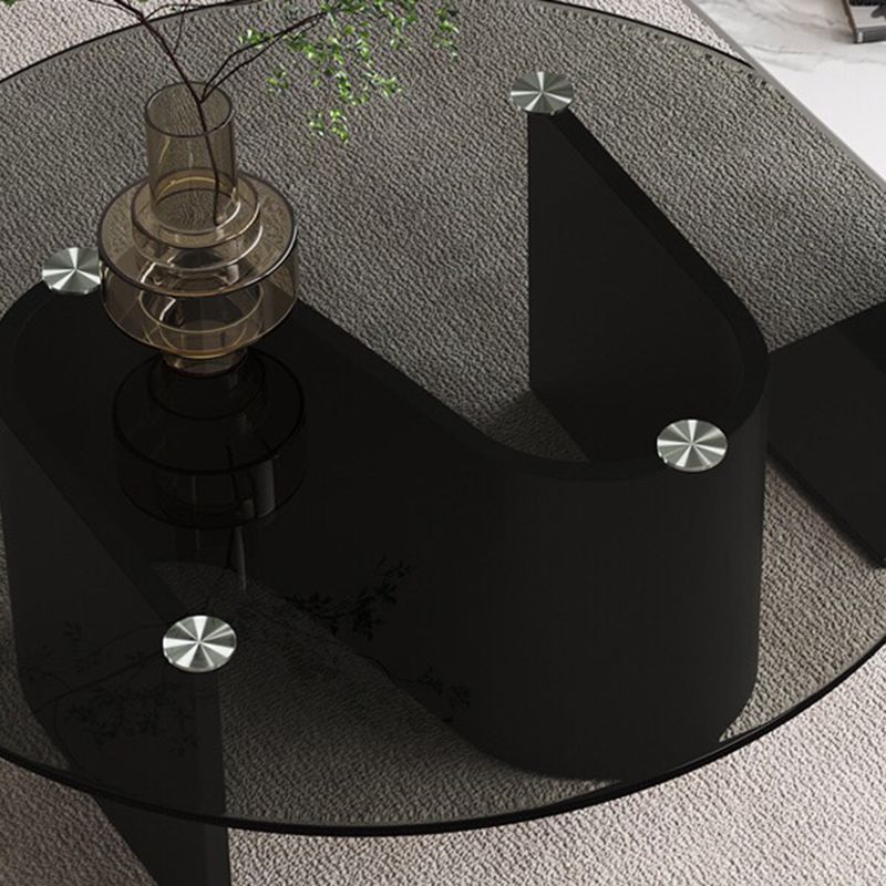 Modern Round Coffee Table Glass Top Pedestal Coffee Table Set