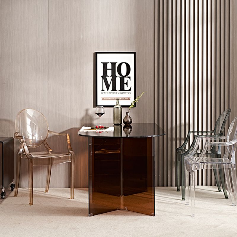 Glass Contemporary Free Form Dining Table Clear Glass Top Table for Dining Room
