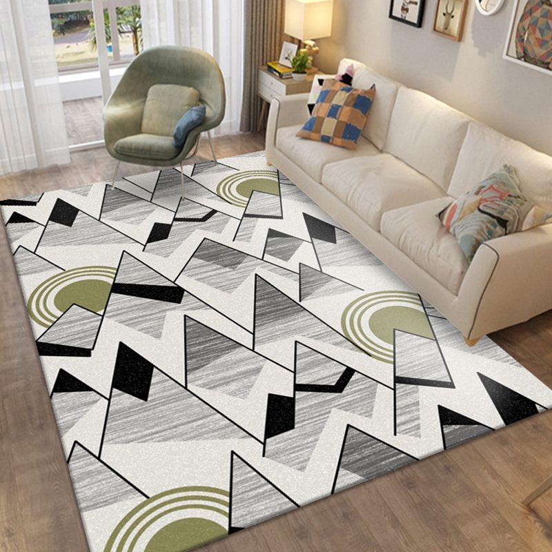 Brown Modern Indoor Rug Polyester Geometric Rug Non-Slip Backing Rug for Home Decoration