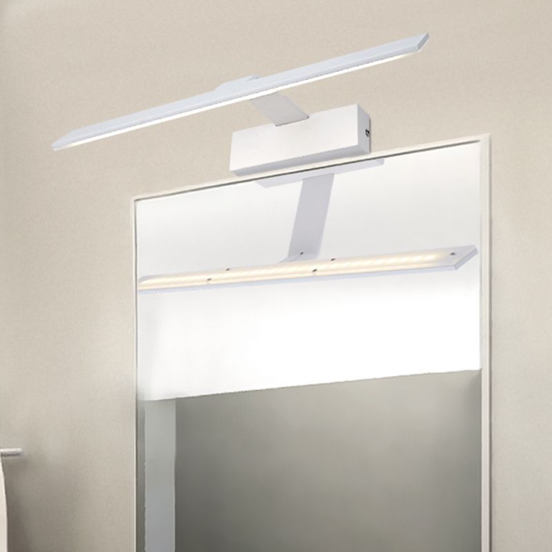 Linear Metal Wall Sconce Modern 1 Light Mirror Wall Mount Light Fixture in White