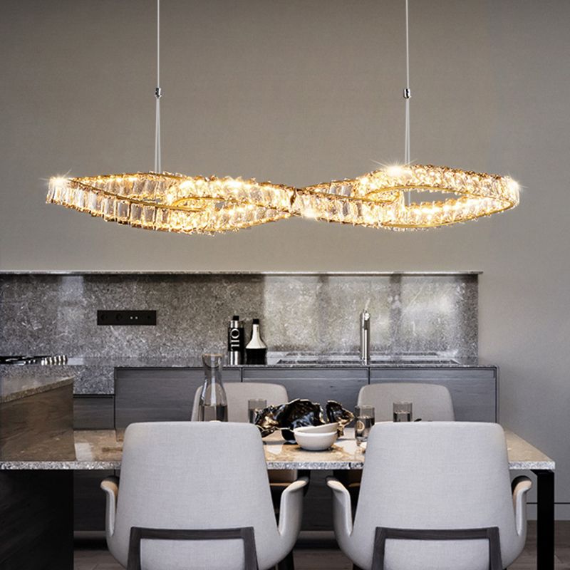 Nordic Style Crystal Hanging Lamp Geometry Shape Island Light Fixture for Bedroom