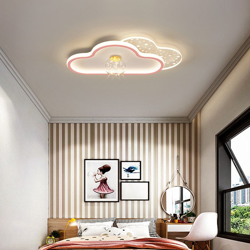 Plafonnier LED en métal de style contemporain, luminaire de plafond en forme de nuage, pour chambre à coucher