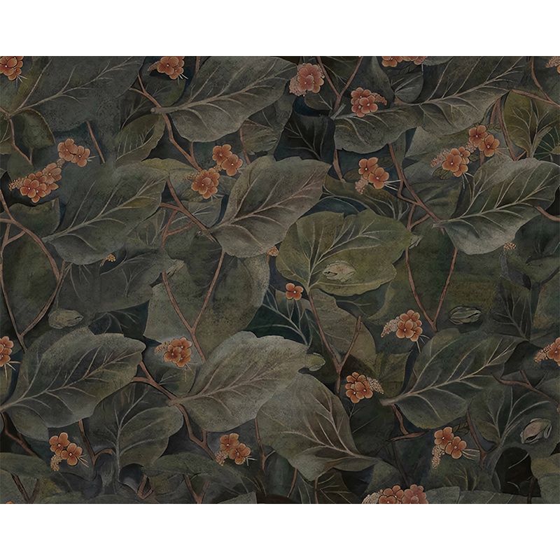 Blackish Green Foliage Murals Plant Tropica Stain Resistant Wall Art for Home Decoration