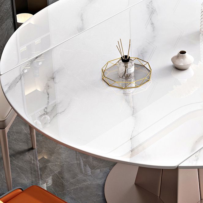 Modern Pedestal Casual Dining Table Round Dining Table with Stainless Steel Base