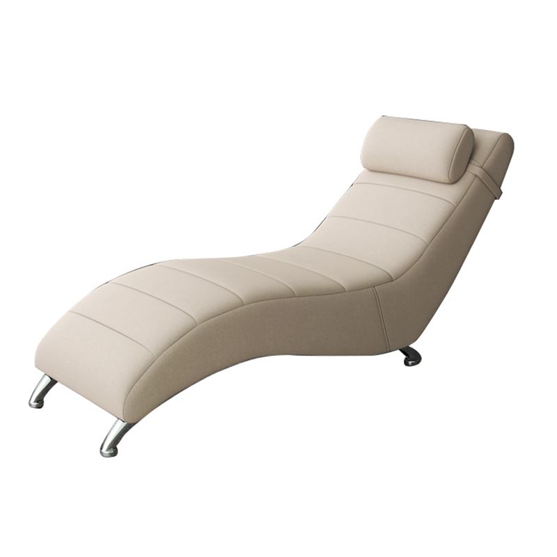 Modern Cushioned Chaise Lounge Pine Chaise with Pillow for Bedroom and Living Room