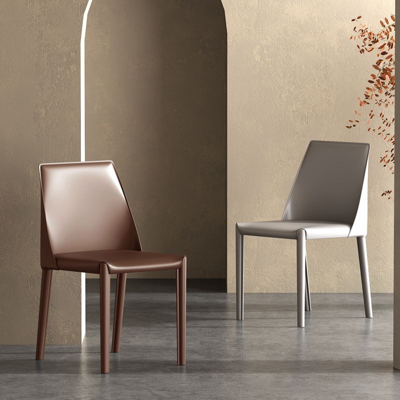 Sillas de comedor de cuero estilo moderno Sillas de comedor sin brazos con respaldo Windsor