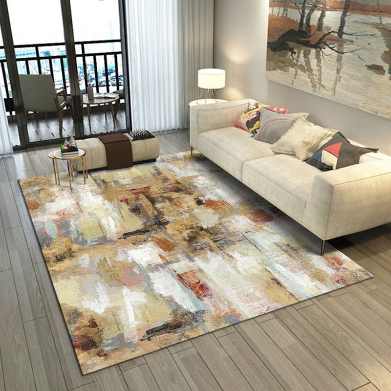 Funky Geometry Print Area Carpet Polyester Indoor Rug Non-Slip Backing Area Rug for Living Room