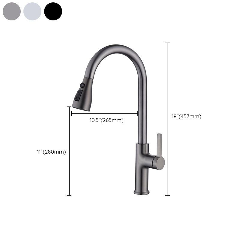 Contemporary Style Kitchen Faucet Copper 1-Handle Retractable High Arc Kitchen Faucet
