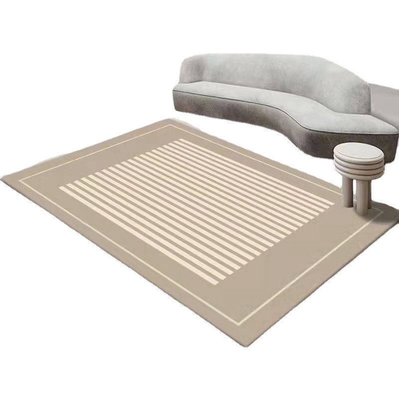 Light Brown Modewrn Rug Polyester Striped Indoor Rug Washable Rug for Home Decor