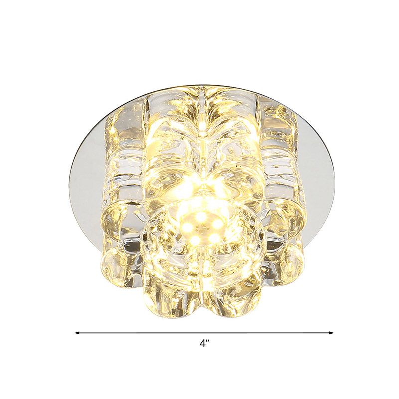 Clear Crystal Petal Flush Mount Lighting Modern LED Living Room Flush Light Fixture in Warm/White/Multi Color Light