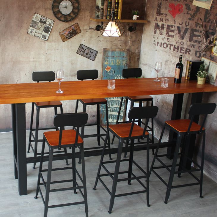 Industrial Solid Wood Counter Height Set 1/7/11 Pieces Indoor Footrest Counter Set