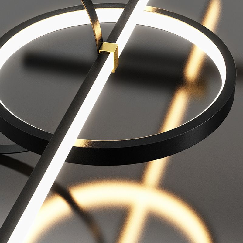 Contemporary Style Linear Island Lighting Metal 4 Light Island Pendant Lights in Black