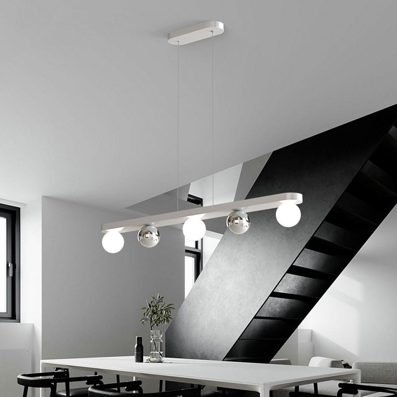 Contemporary Globe Hanging Pendant Lights in White for Dining Room