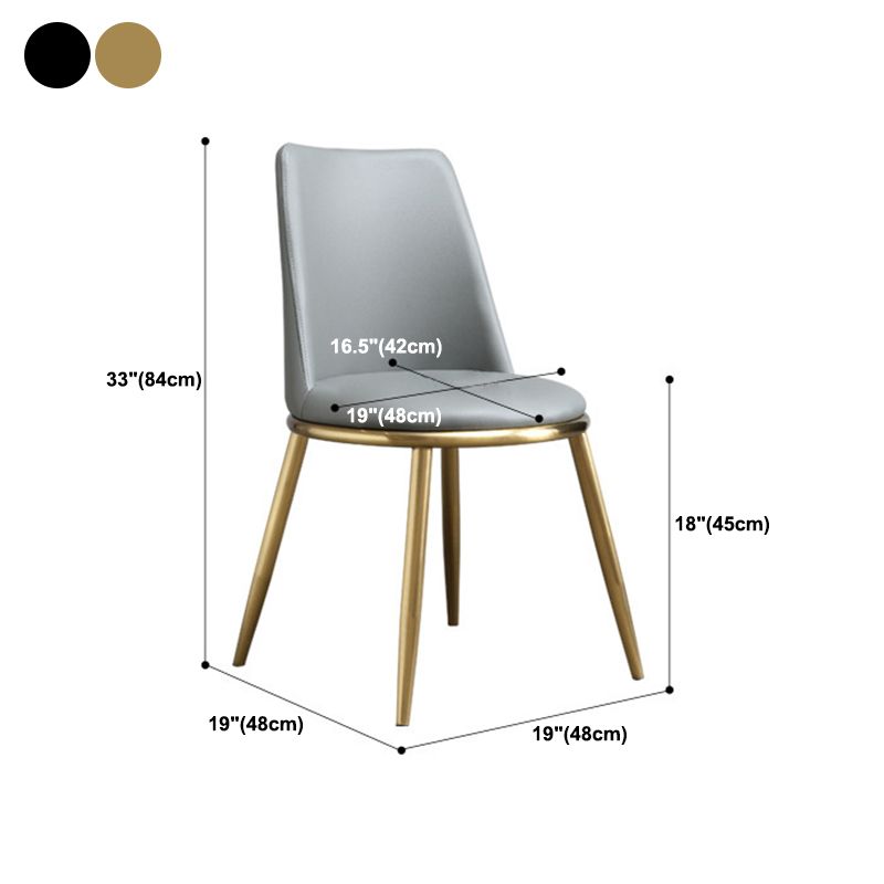 Modern Style Dining Chairs Armless Chair with Metal Legs for Kitchen