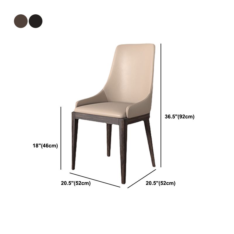 Modern Dining Room Chair Faux Leather and Wood Dining Side Chair