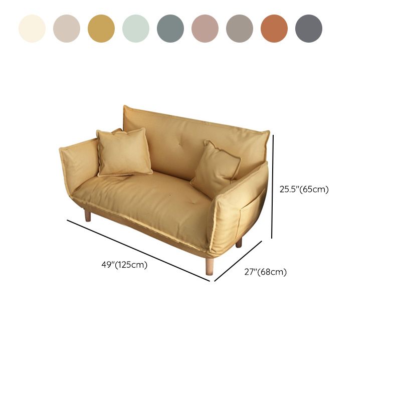 Modern Fabric Sofa Recessed Arm Seating with Pillows for Apartment