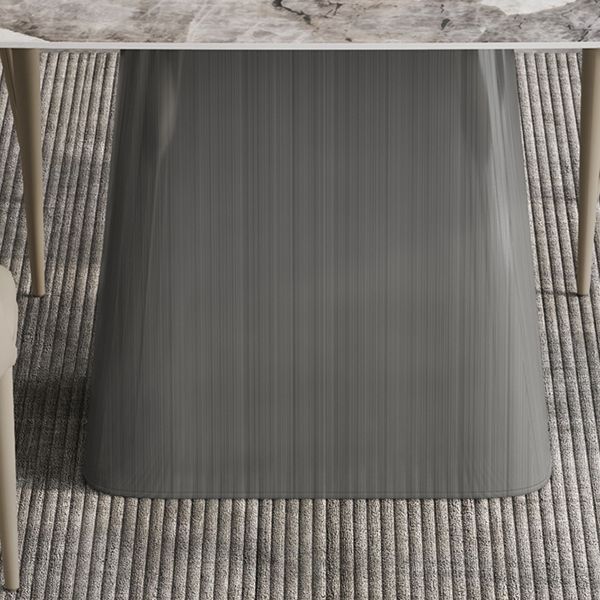 Mesa de comedor de piedra sinterizada mesa rectángulo en blanco con base de pedestal de metal