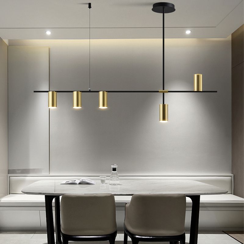 Linear Cylinder Lighting Fixtures Contemporary Metal Island Pendants for Kitchen