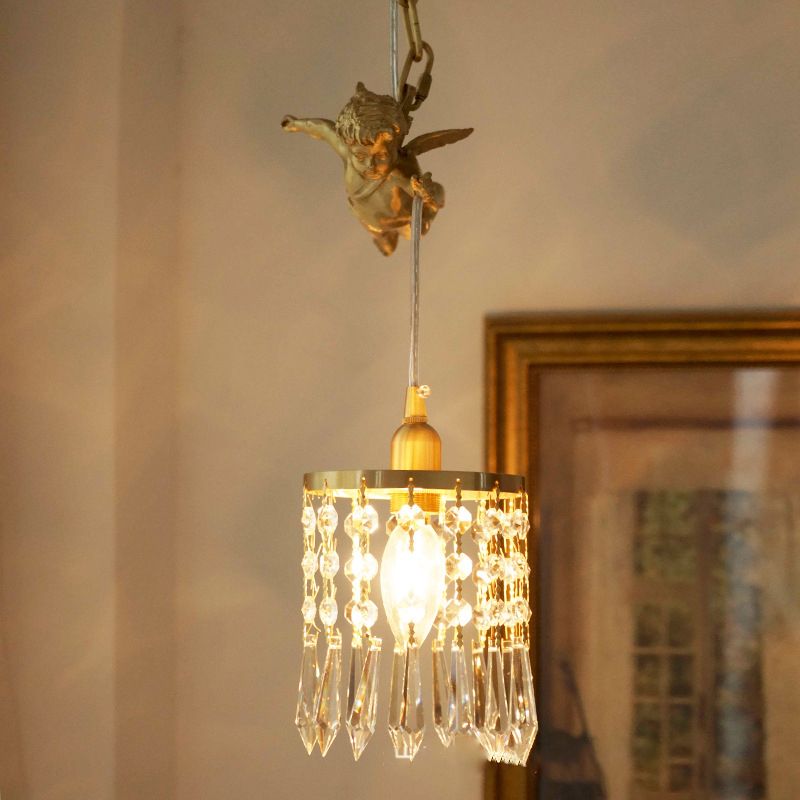 1 Light Cylinder Pendant Lighting Modern Crystal Pendant Ceiling Lights for Restaurant